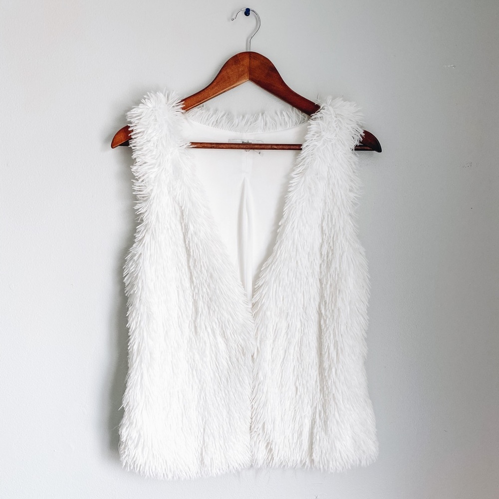 Papaya Fuzzy White Vest